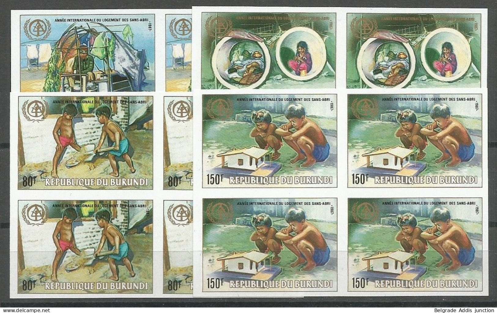 Burundi COB 959/62ND Série Complète Non-Dentelés IMPERFORATED En Blocs De 4 MNH / ** 1988 - Ungebraucht