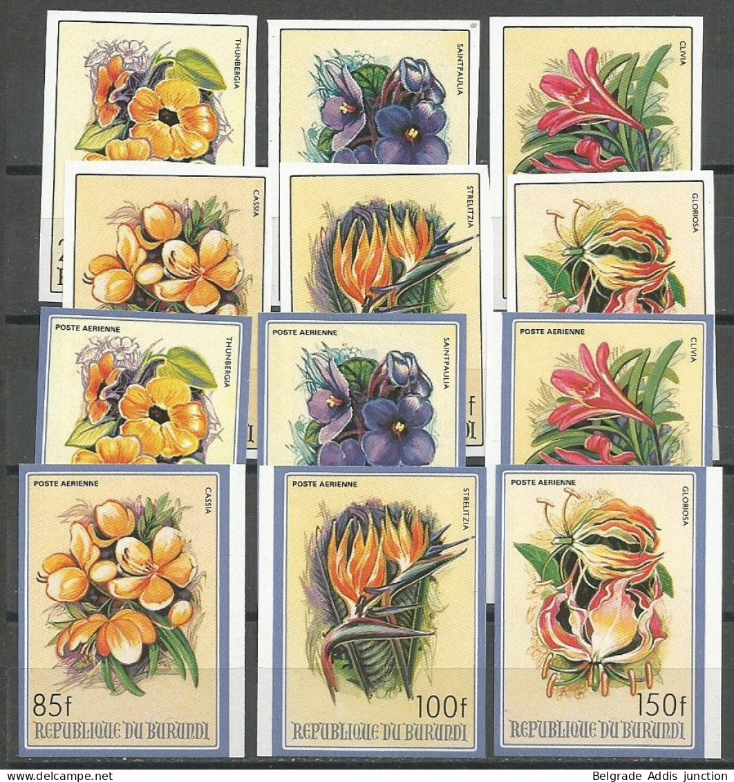 Burundi COB 944/49ND + PA553/58ND Série Complète Non-Dentelés IMPERFORATED MNH / ** 1986 Flowers - Nuovi