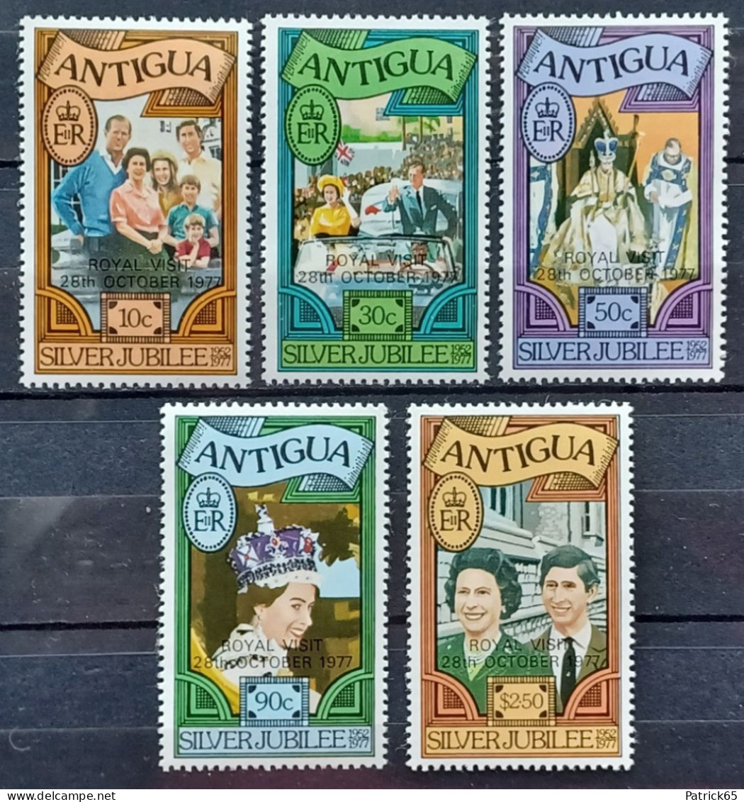Antigua 1977 Silver Jubilee Mi.nrs.453A/457A Tanding 14 Overprint MNH--Unused--Postfris - 1960-1981 Ministerial Government
