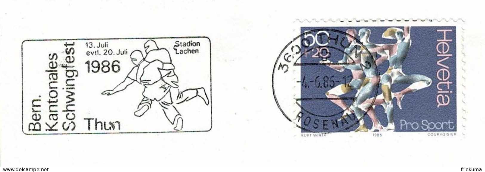 Schweiz / Helvetia 1986, Flaggenstempel Schwingfest /  Fête De Lutte Thun - Unclassified