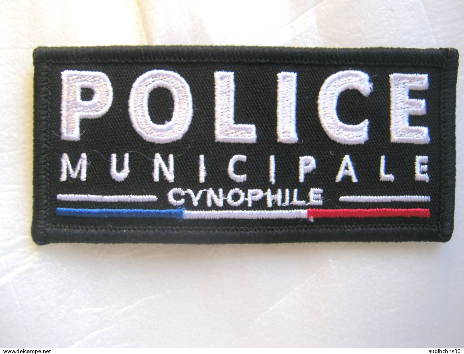 INSIGNE POITRINE P.M CYNOPHILE (BANDE PATRONYMIQUE) 45MM X 100MM SUR SCRATCH - Police & Gendarmerie