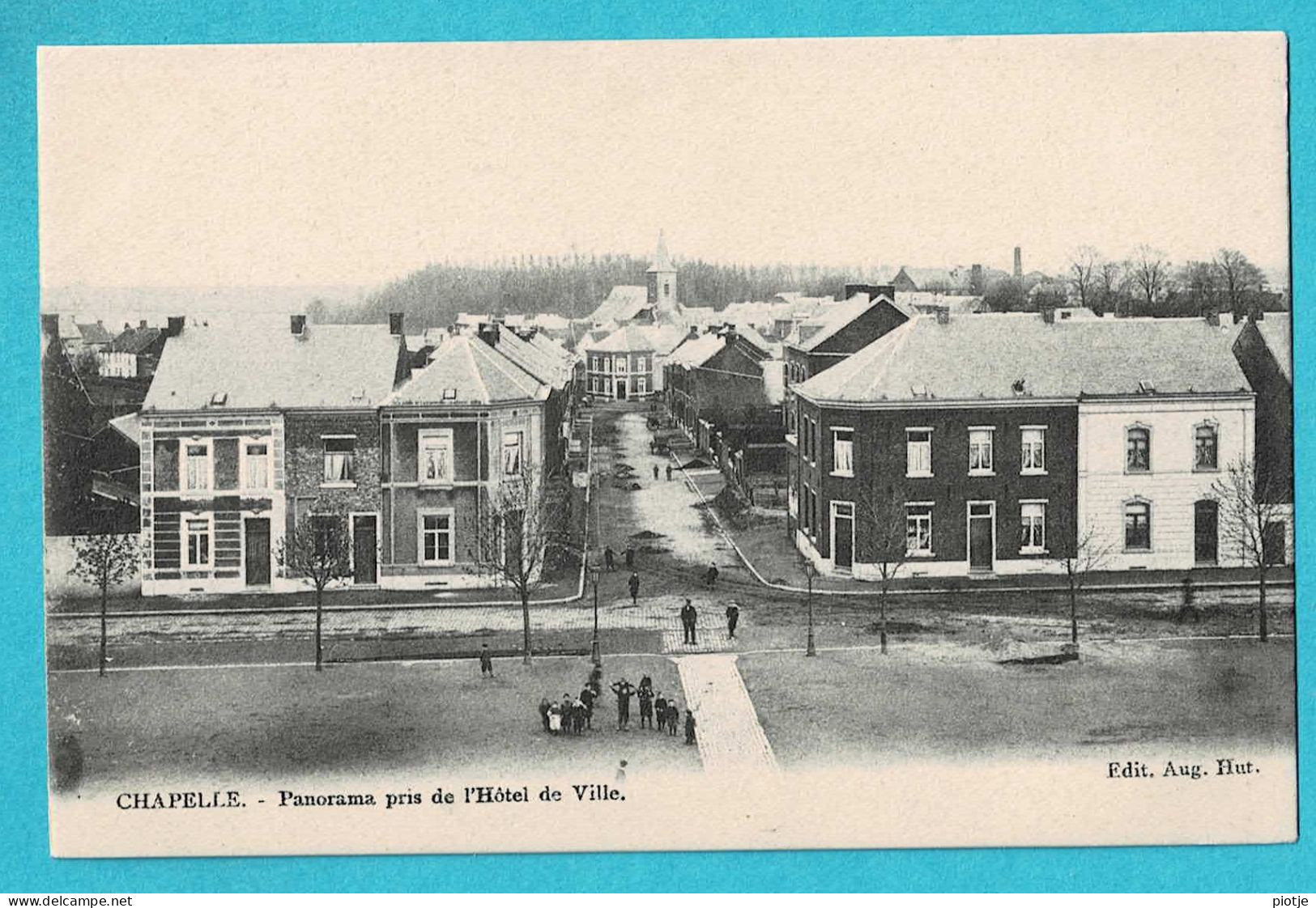 * Chapelle Lez Herlaimont (Hainaut Wallonie) * (Edit Aug Hut) Panorama Pris De L'hotel De Ville, Vue Générale, Animée - Chapelle-lez-Herlaimont