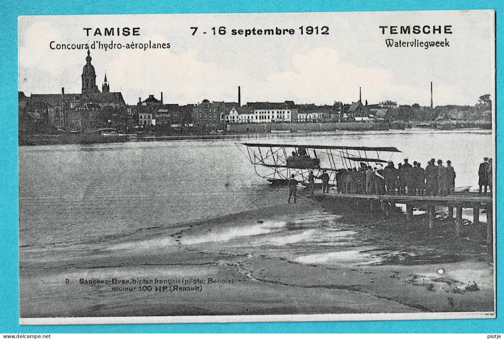 * Temse - Tamise (Oost Vlaanderen) * (Sanchez - Besa, Biplan Français) Concours Hydro Aéroplanes, Avion, Vliegtuig 1912 - Temse