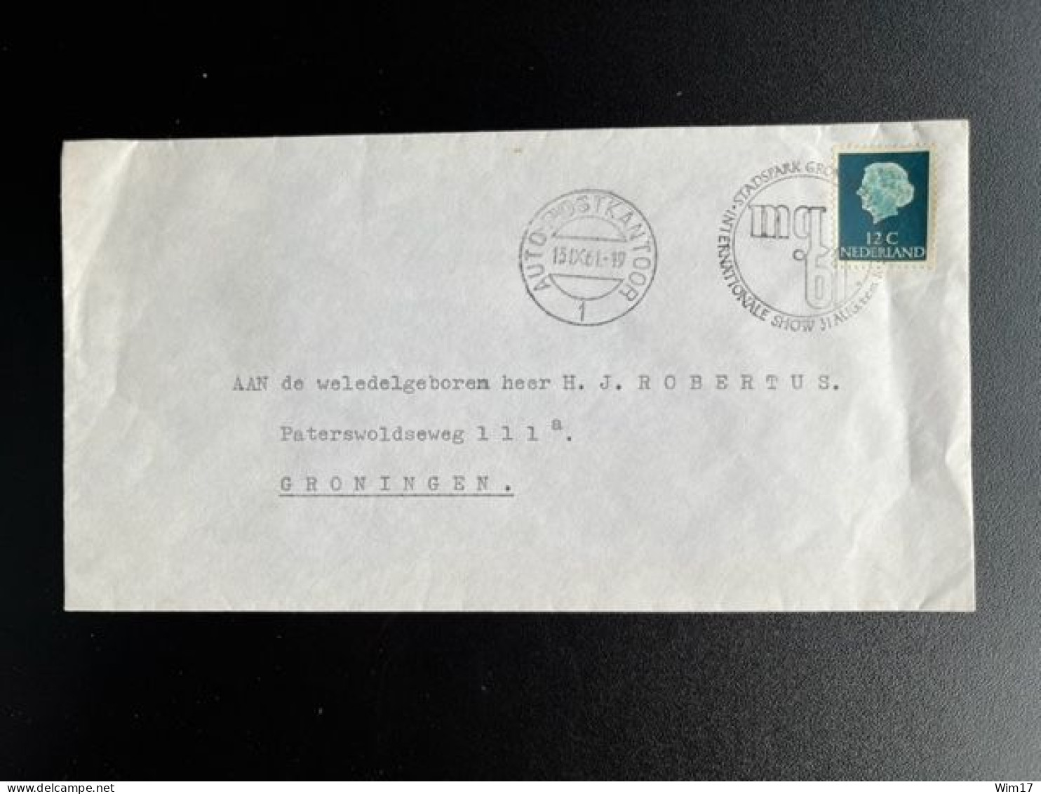 NETHERLANDS 1961 LETTER GRONINGEN 13-09-1961 NEDERLAND AUTOPOSTKANTOOR  MG 61 - Brieven En Documenten