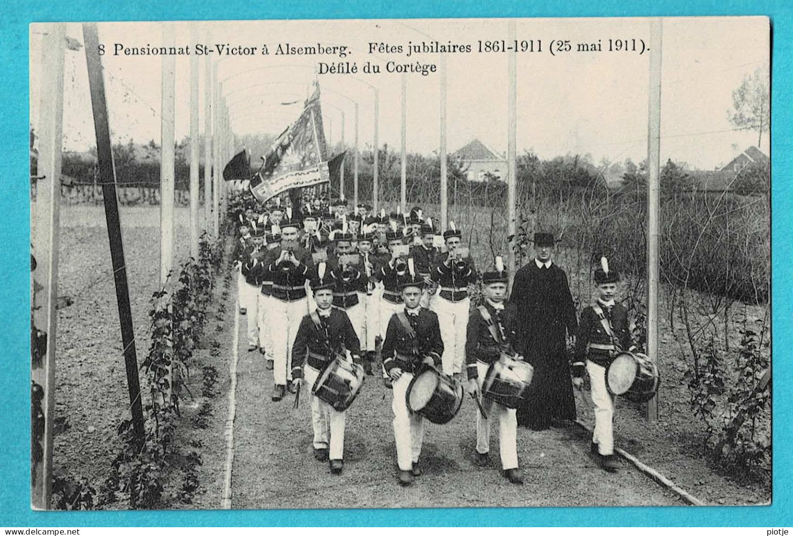 * Alsemberg - Beersel (Vlaams Brabant) * (nr 8) Pensionnat St Victor, Fetes Jubilaires 1861 - 1911, Défilé Cortège Stoet - Beersel