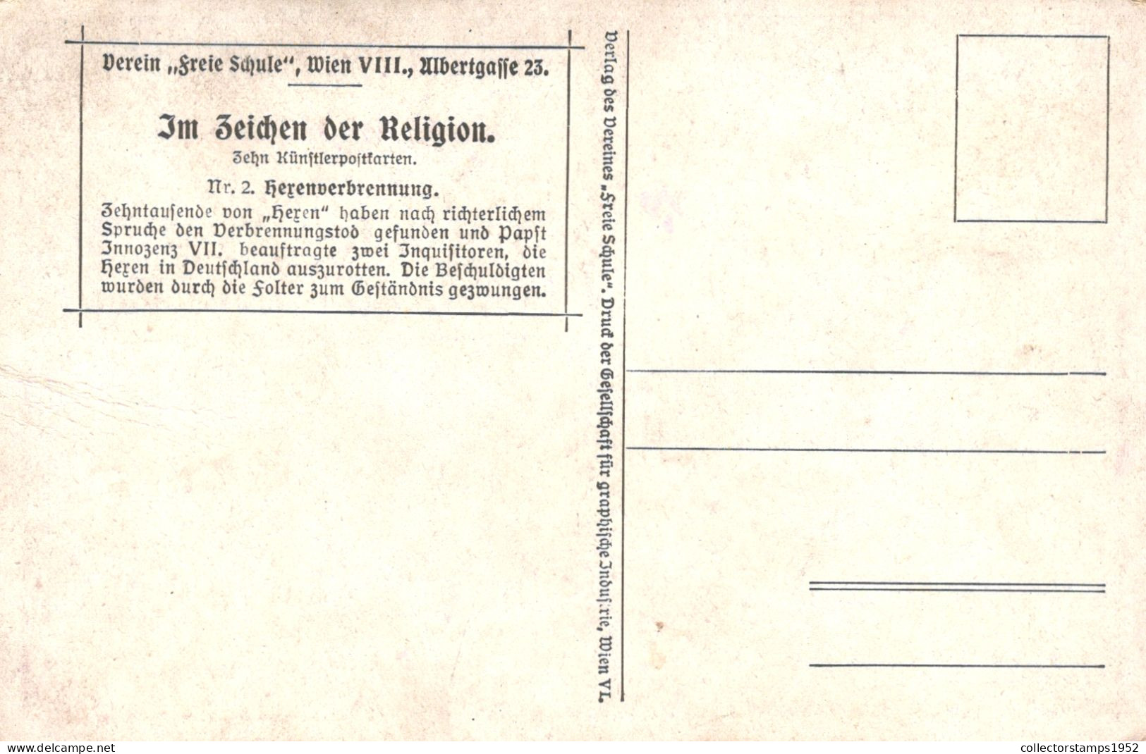 ILLUSTRATION, ERNST KUTZER, HEXENVERBRENNUNG, WITCH HUNT, POSTCARD - Kutzer, Ernst