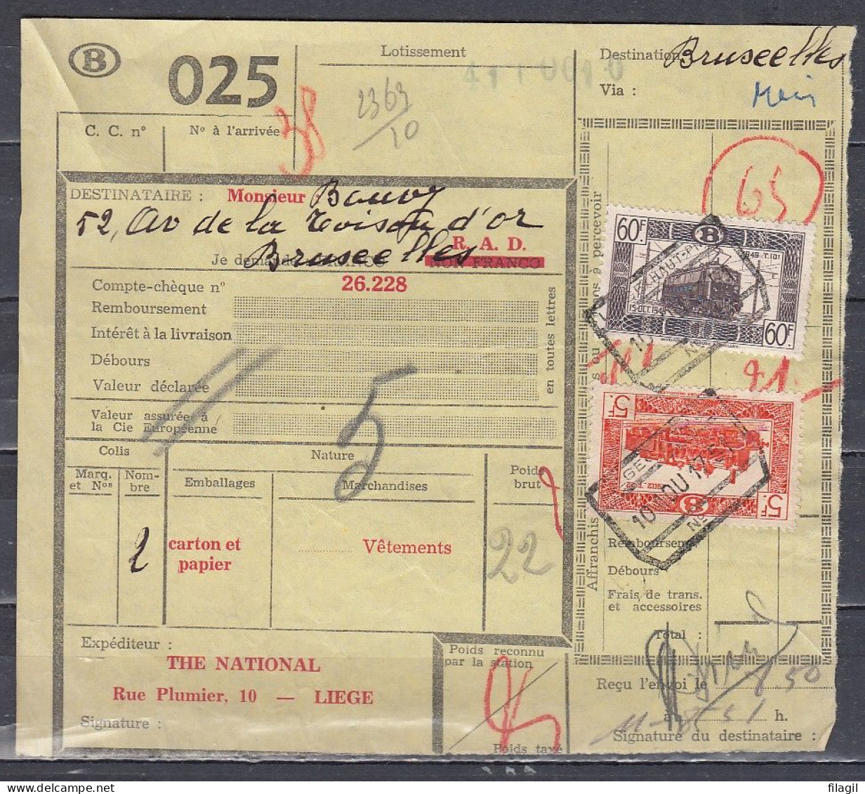 Vrachtbrief Met Stempel LIEGE (HAUT-PRE) - Documents & Fragments