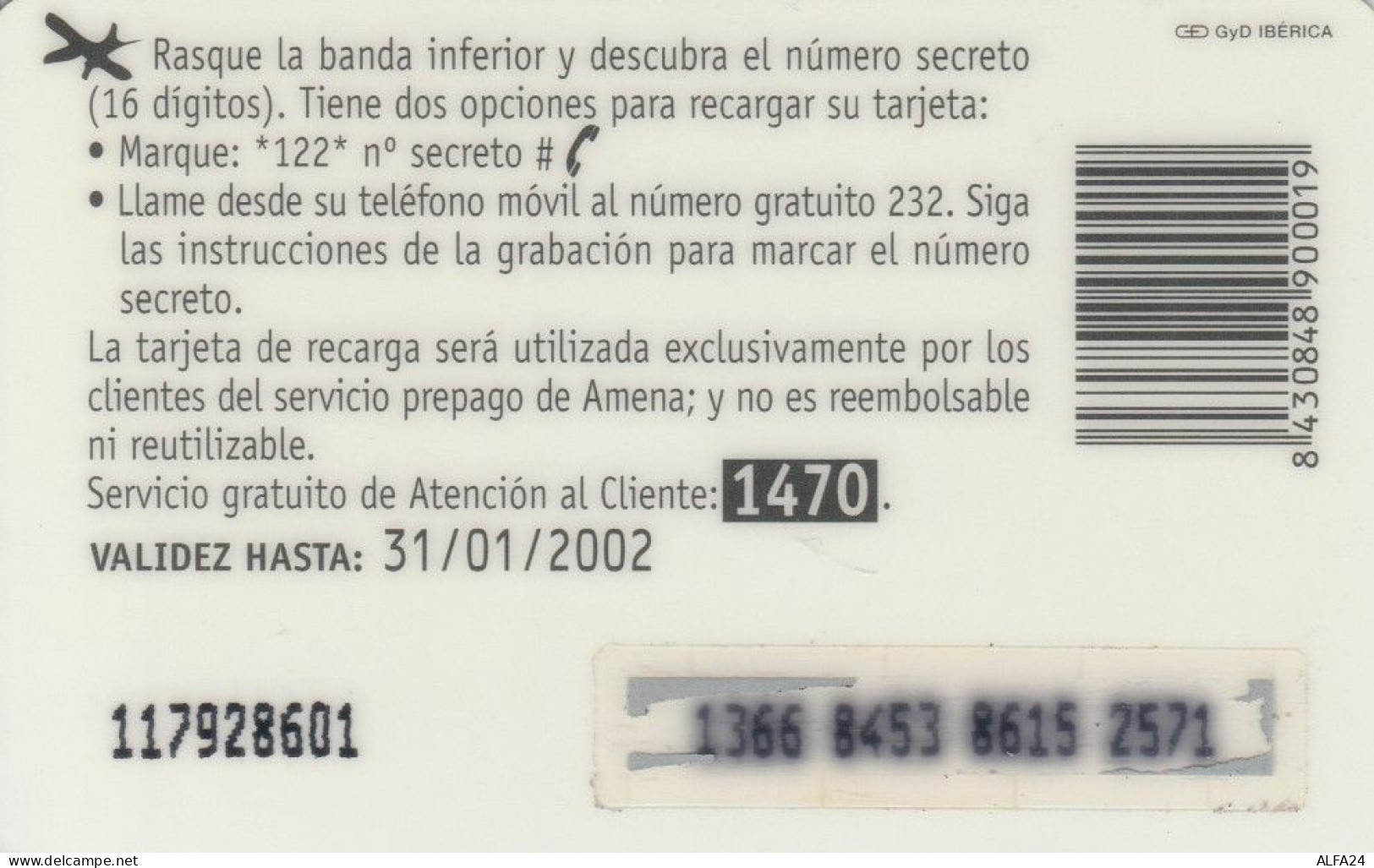 PREPAID PHONE CARD SPAGNA (PV743 - Autres & Non Classés