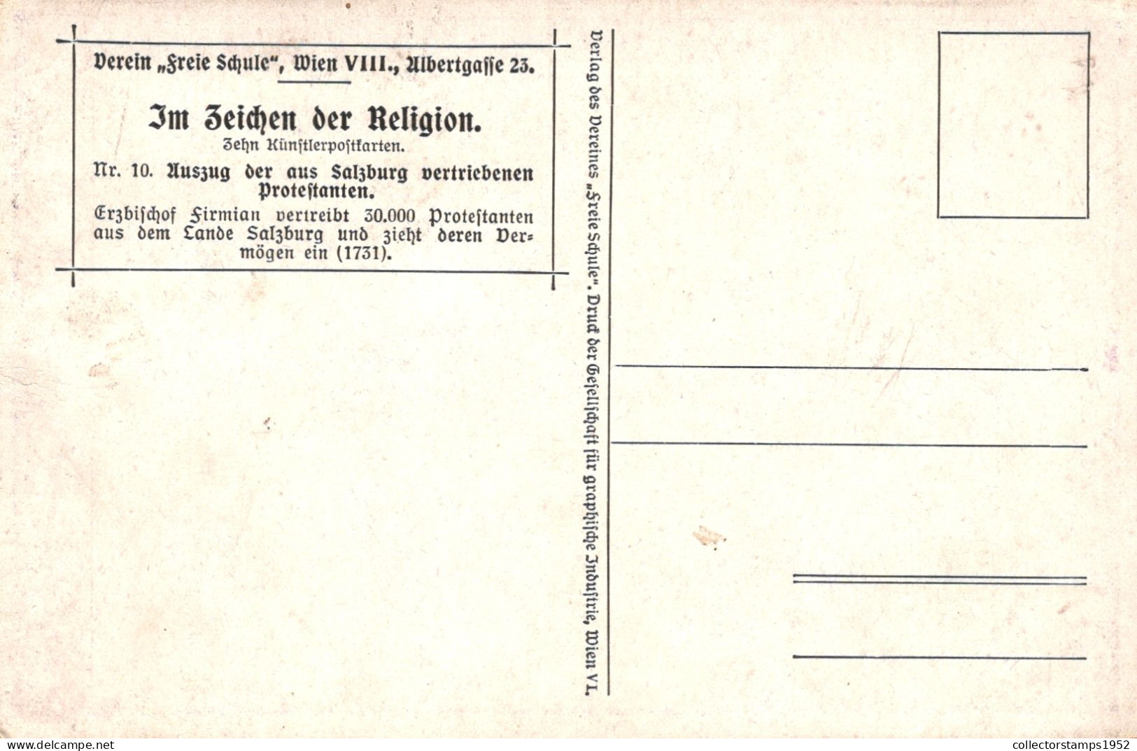 ILLUSTRATION, ERNST KUTZER, AUSZUG DER AUS SALZBURG VERTRIEBENEN PROTESTANTEN 1931, POSTCARD - Kutzer, Ernst