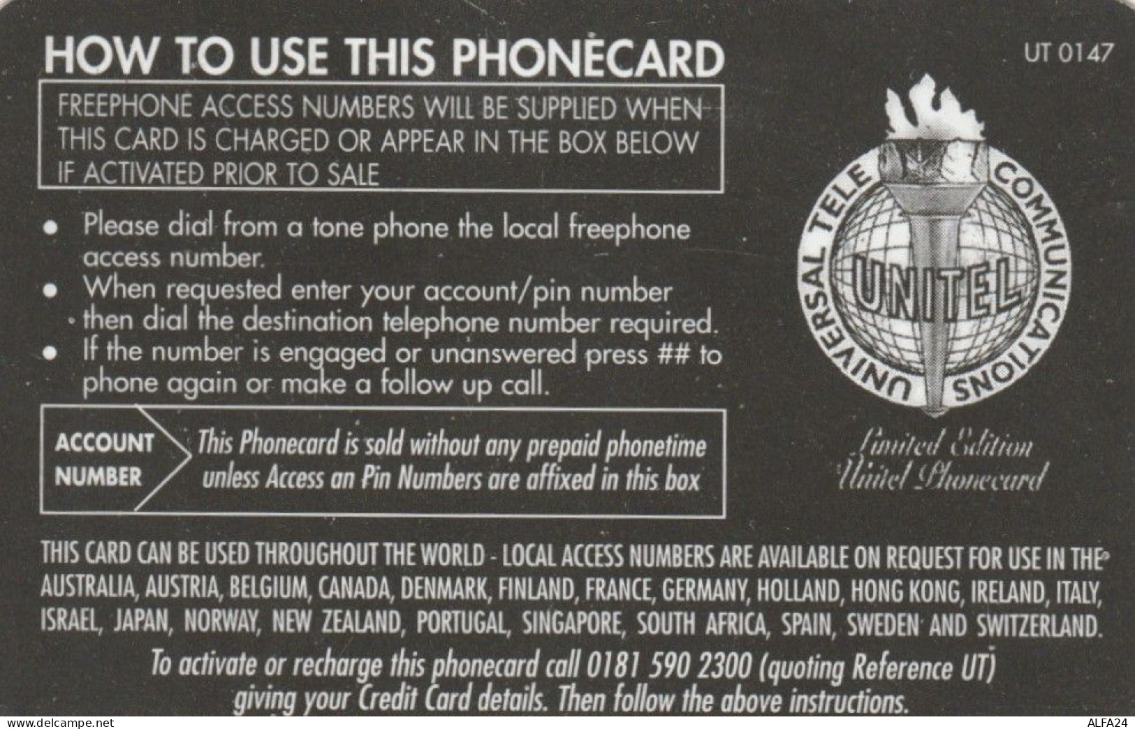 PREPAID PHONE CARD REGNO UNITO  (PV630 - BT Cartes Mondiales (Prépayées)
