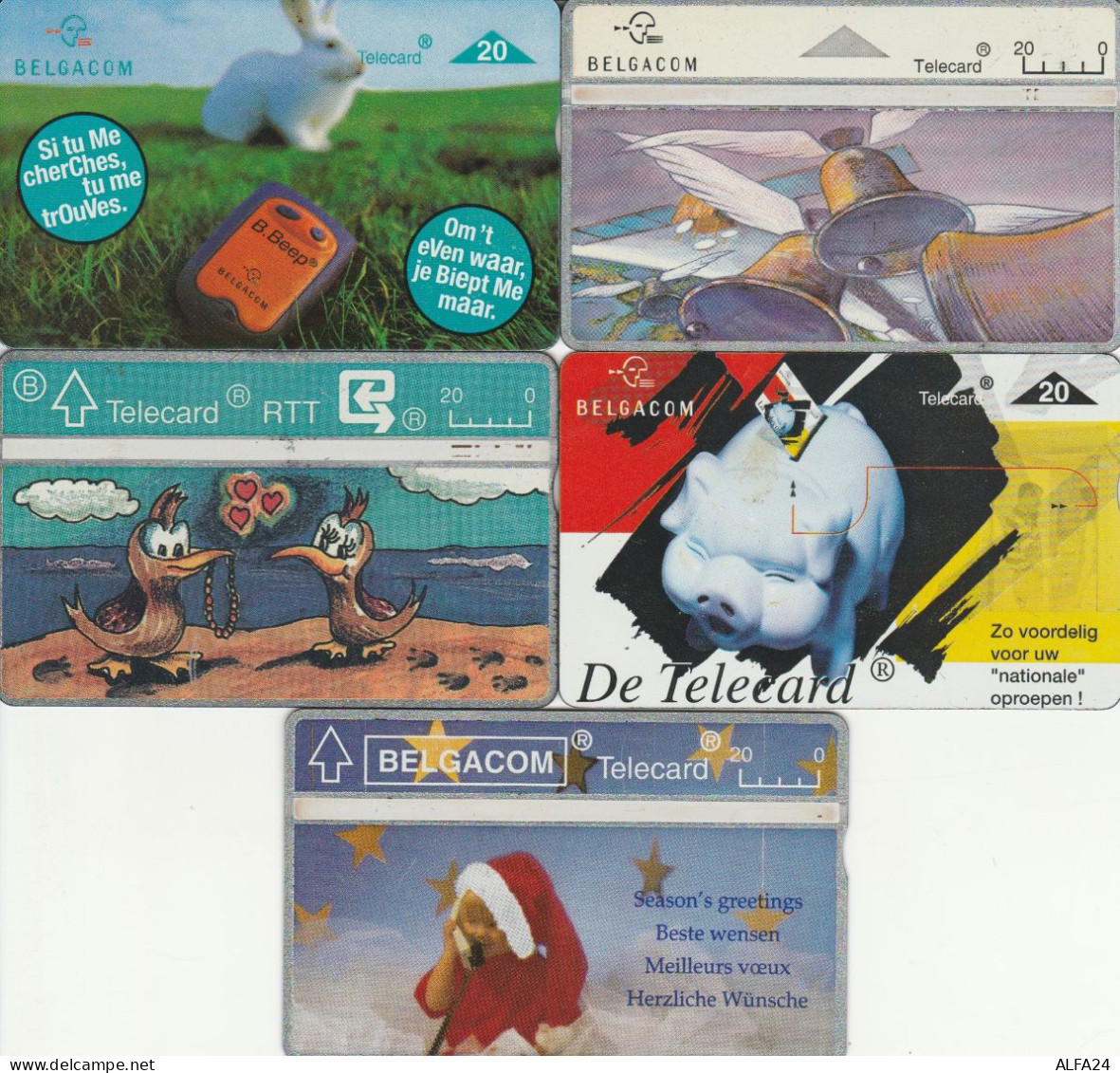 LOT 5 PHONE CARD BELGIO (PV605 - Sans Puce