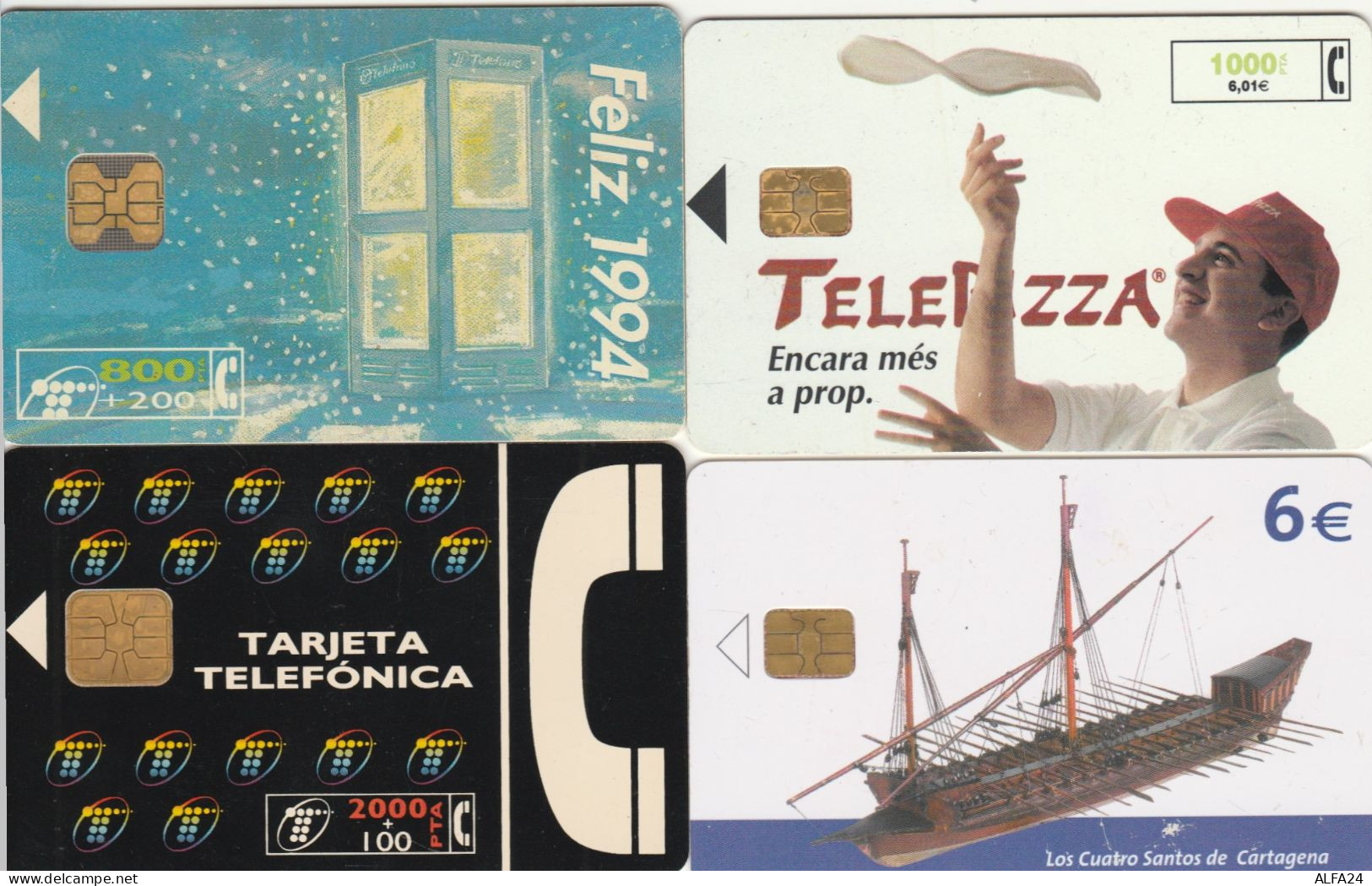 LOT 4 PHONE CARD SPAGNA (PV590 - Otros & Sin Clasificación