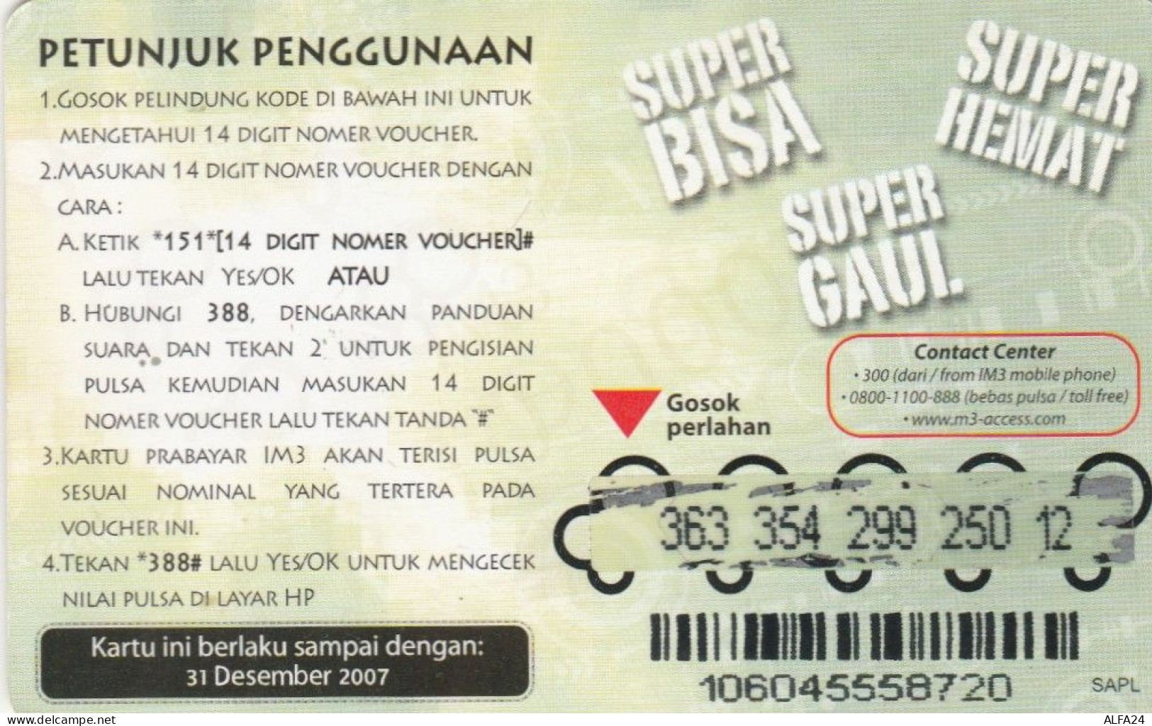 PREPAID PHONE CARD INDONESIA (PV332 - Indonesia