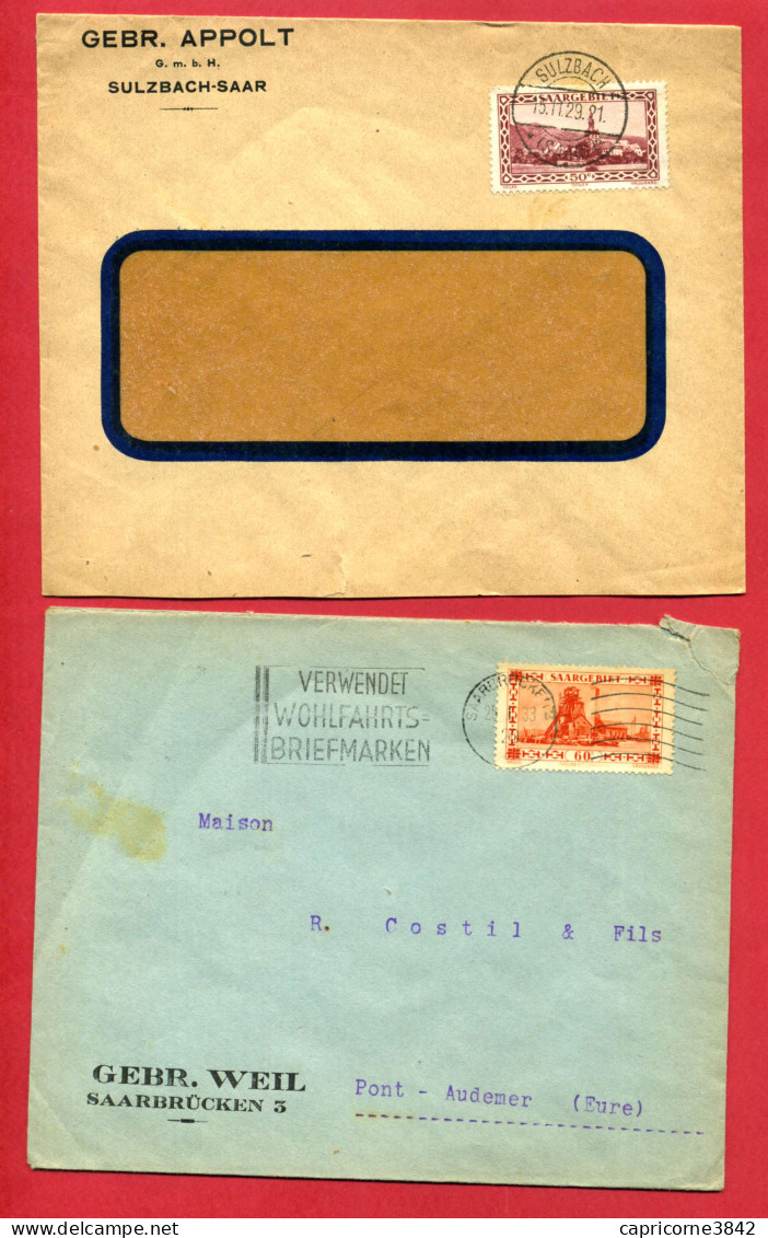 1929/1933 - Sarre - 3 Lettres De Sarre Pour Pont-Audemer - Tp N° 140 Et 113 - Lettres & Documents