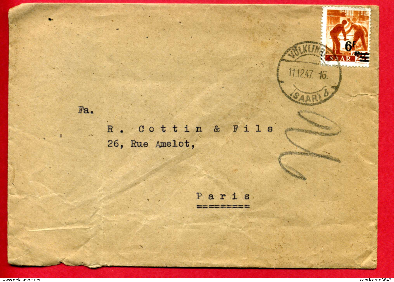 1947 - Sarre - Lettre De Völklingen Pour Paris - Tp N° 223 - Covers & Documents