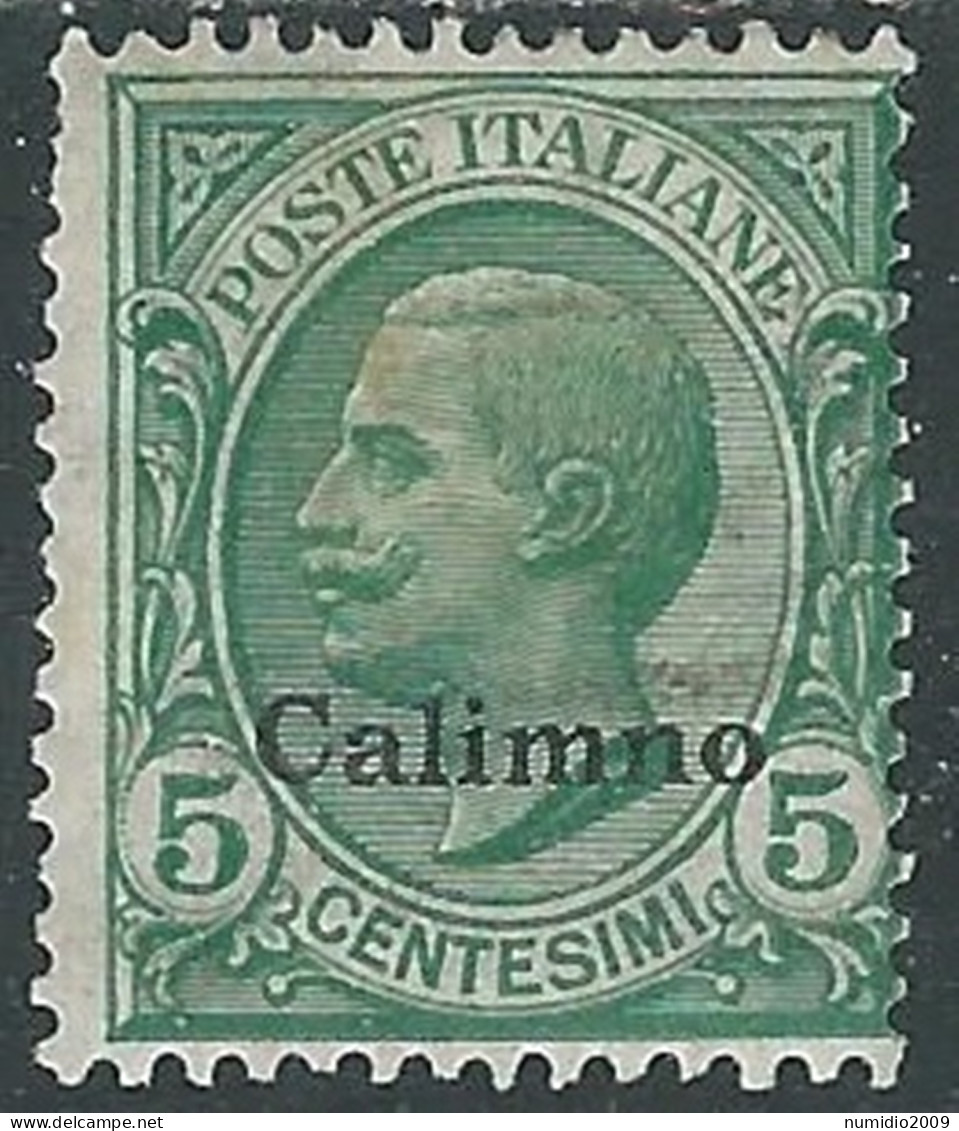 1912 EGEO CALINO EFFIGIE 5 CENT MH * - I29 - Ägäis (Calino)