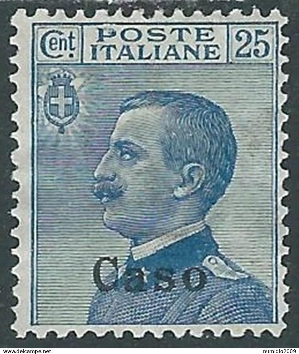 1912 EGEO CASO EFFIGIE 25 CENT MH * - I29 - Egée (Caso)