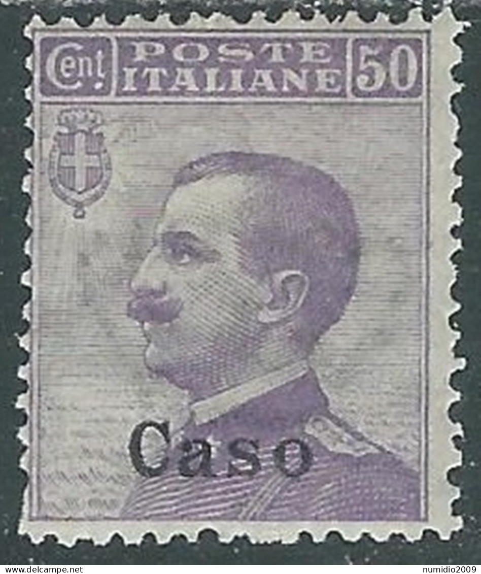 1912 EGEO CASO EFFIGIE 50 CENT MH * - I29 - Egée (Caso)