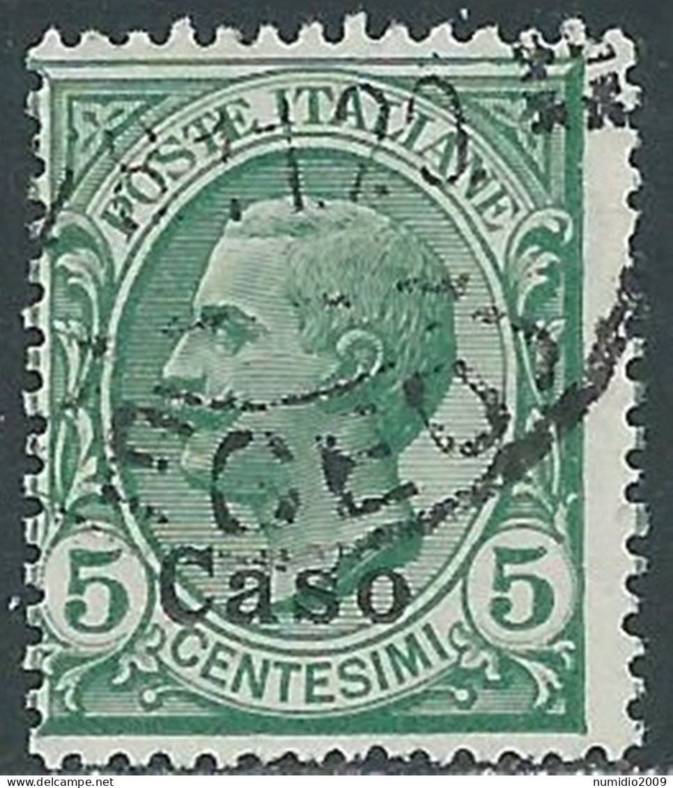 1912 EGEO CASO USATO EFFIGIE 5 CENT - I35-2 - Ägäis (Caso)