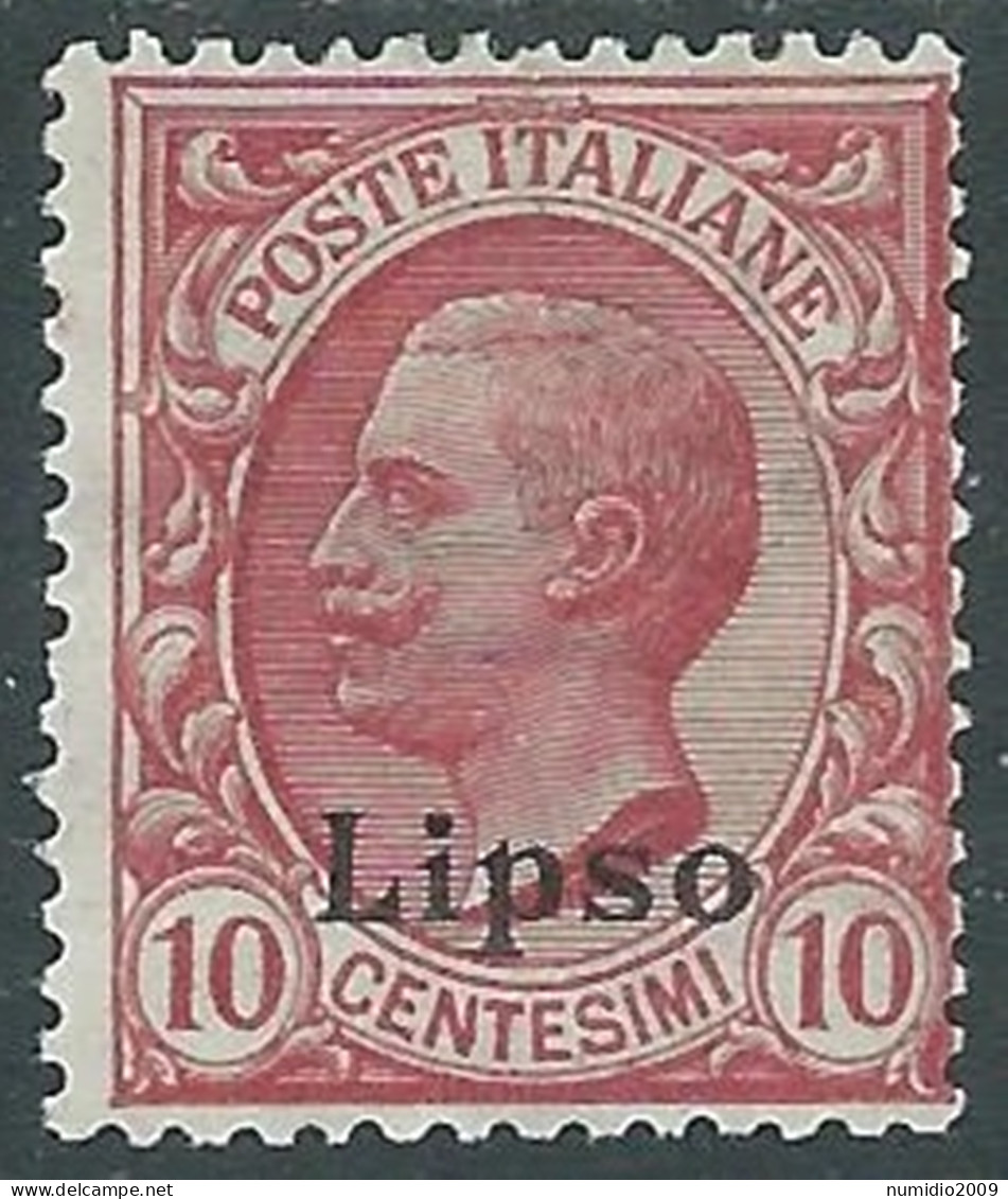 1912 EGEO LIPSO EFFIGIE 10 CENT MH * - I29-2 - Egeo (Lipso)