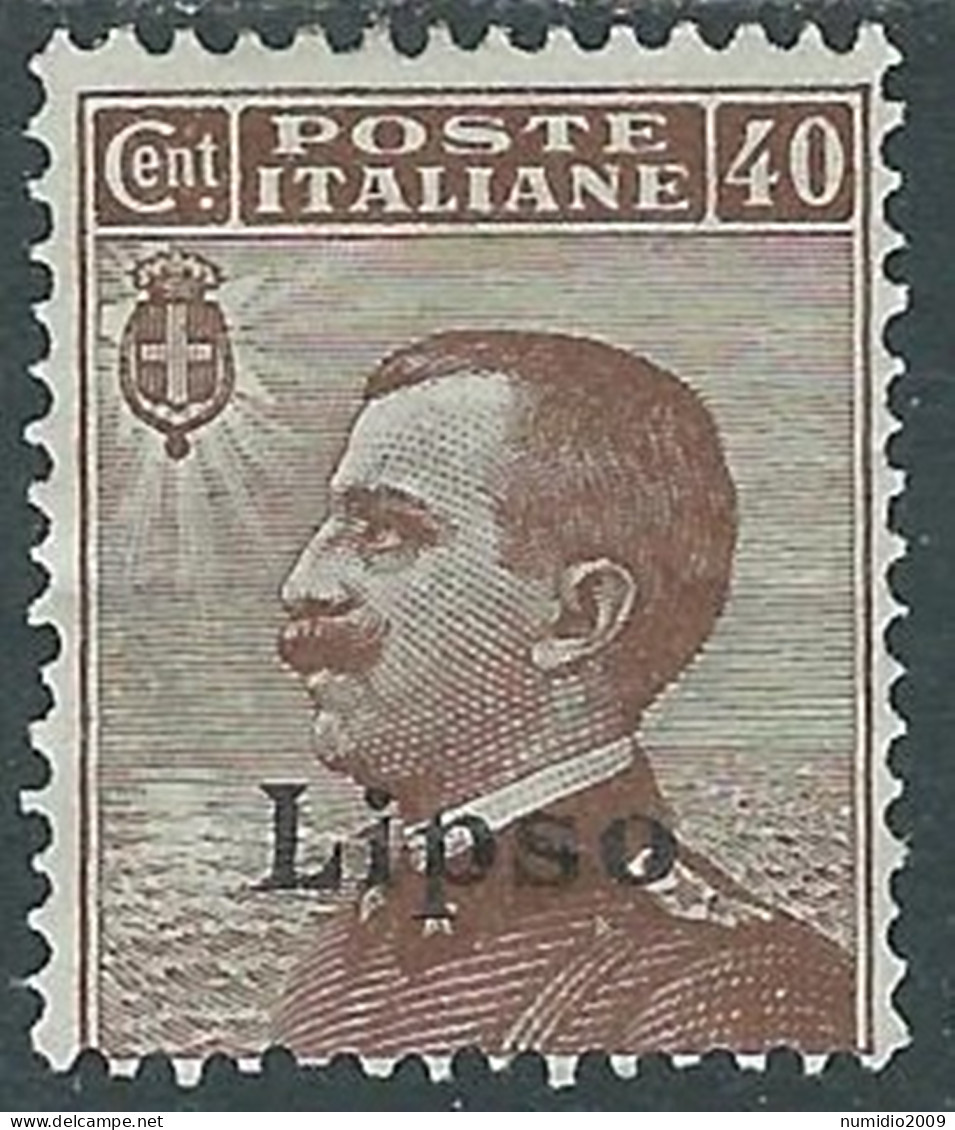 1912 EGEO LIPSO EFFIGIE 40 CENT MH * - I29-2 - Aegean (Lipso)