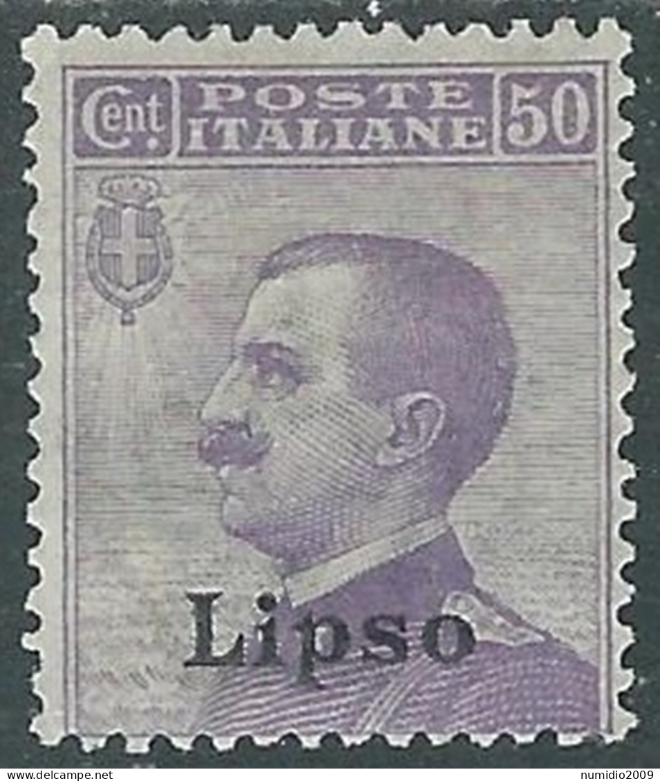 1912 EGEO LIPSO EFFIGIE 50 CENT MH * - I29-2 - Egeo (Lipso)