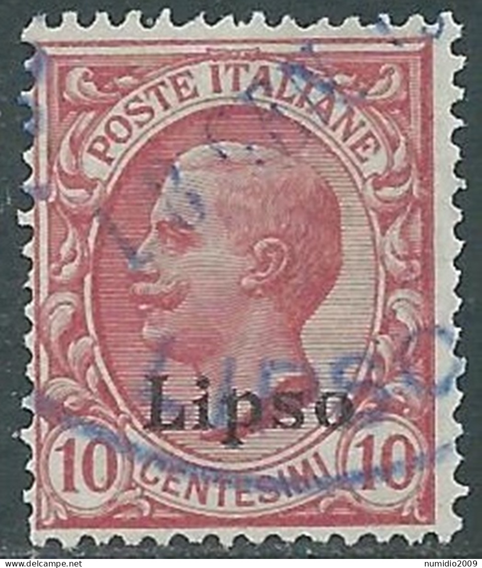 1912 EGEO LIPSO USATO EFFIGIE 10 CENT - I35-2 - Ägäis (Lipso)