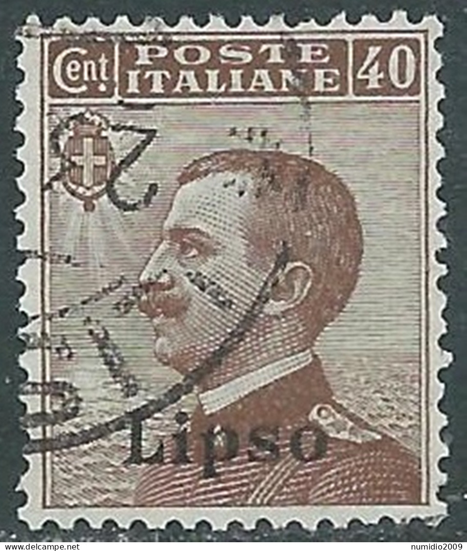 1912 EGEO LIPSO USATO EFFIGIE 40 CENT - I35-2 - Egeo (Lipso)