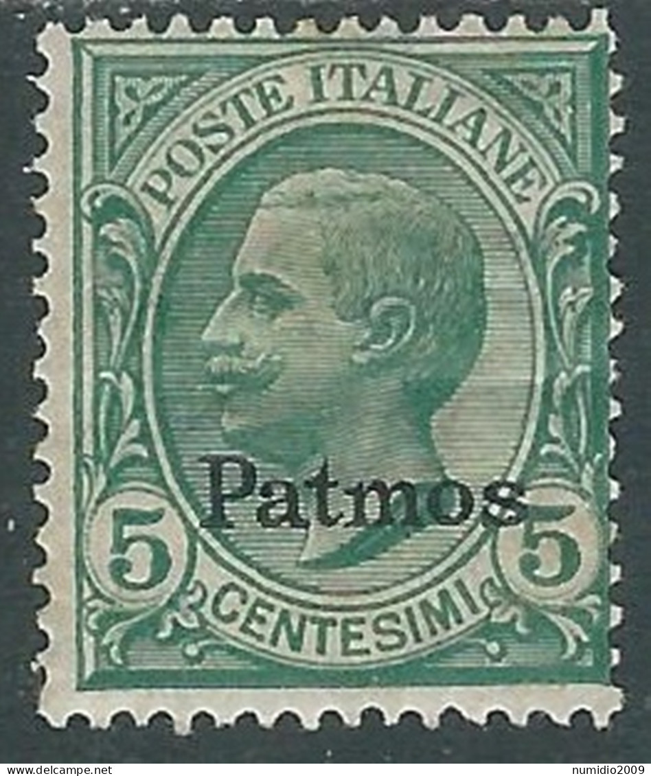 1912 EGEO PATMO EFFIGIE 5 CENT MH * - I29-3 - Egeo (Patmo)