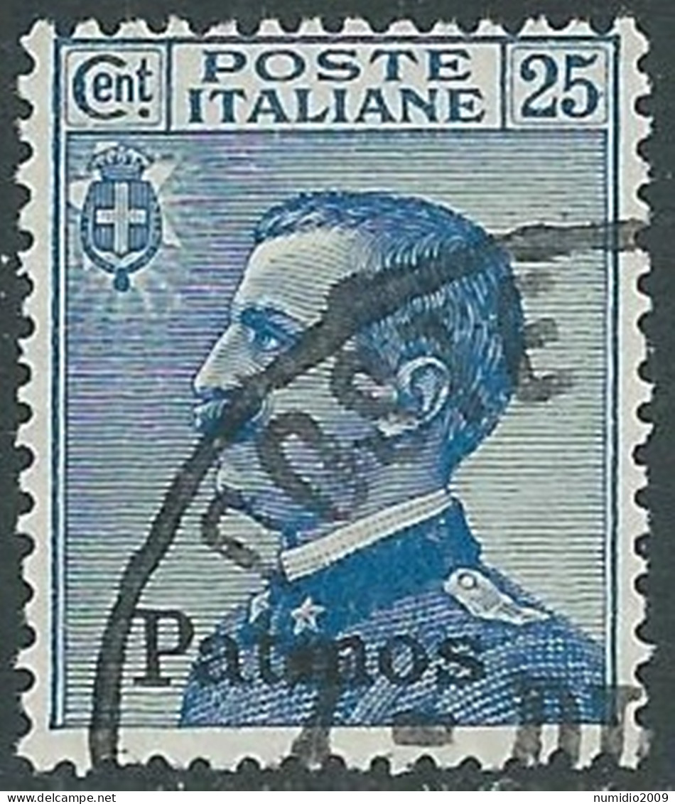 1912 EGEO PATMO USATO EFFIGIE 25 CENT - I35-3 - Egeo (Patmo)