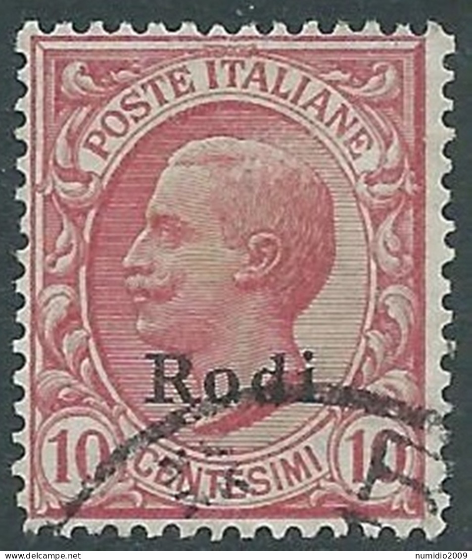 1912 EGEO RODI USATO EFFIGIE 10 CENT - I35-3 - Egée (Rodi)