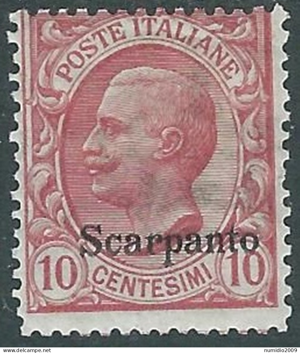 1912 EGEO SCARPANTO EFFIGIE 10 CENT MH * - I29-5 - Ägäis (Scarpanto)