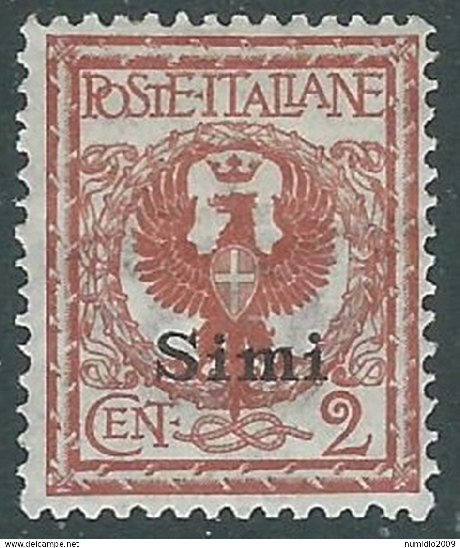 1912 EGEO SIMI AQUILA 2 CENT MH * - I29-5 - Ägäis (Simi)