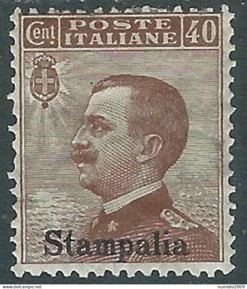 1912 EGEO STAMPALIA EFFIGIE 40 CENT MH * - I29-6 - Ägäis (Stampalia)