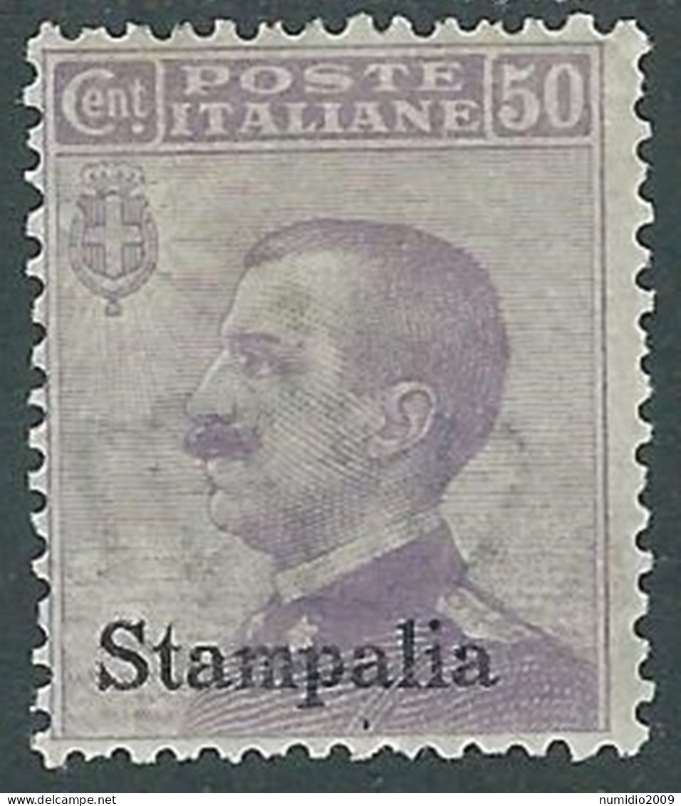 1912 EGEO STAMPALIA EFFIGIE 50 CENT MH * - I29-6 - Aegean (Stampalia)