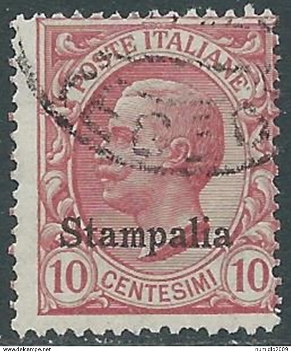 1912 EGEO STAMPALIA USATO EFFIGIE 10 CENT - I35-3 - Ägäis (Stampalia)