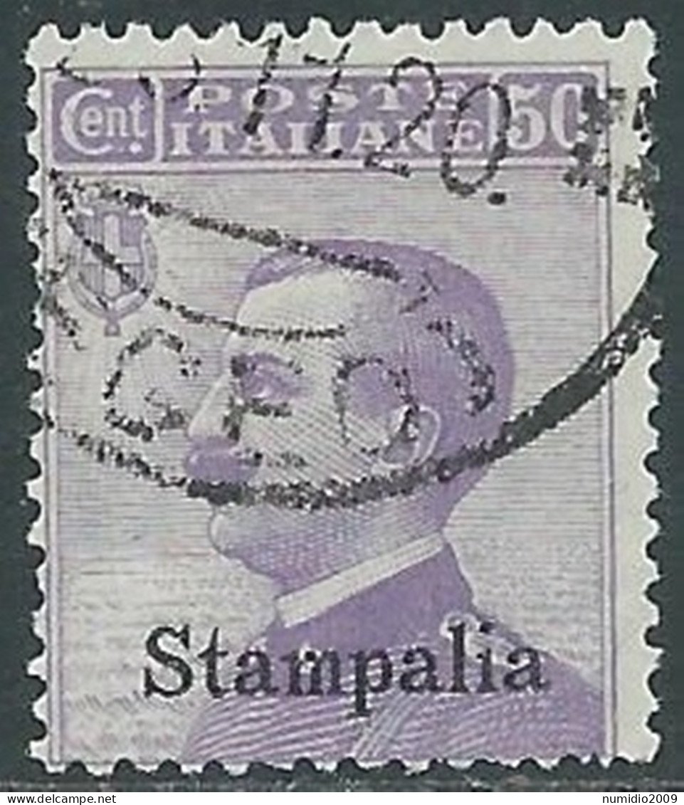 1912 EGEO STAMPALIA USATO EFFIGIE 50 CENT - I35-3 - Aegean (Stampalia)