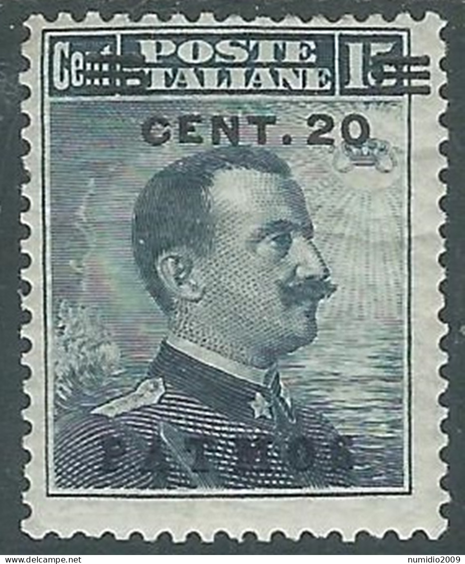 1916 EGEO PATMO EFFIGIE SOPRASTAMPATO 20 SU 15 CENT MH * - I29-8 - Egeo (Patmo)