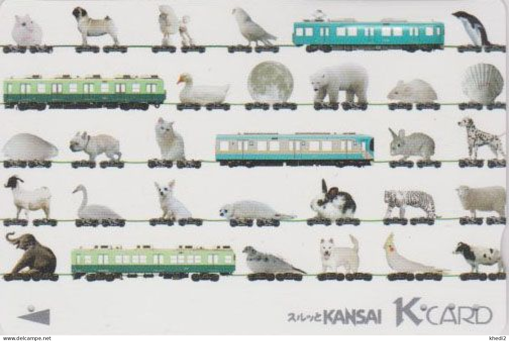 Carte JAPON Train ANIMAL Elephant Chat Chien Manchot Perroquet Vache Lapin Ours Coquillage Shell JAPAN Kansai K Card - Trenes