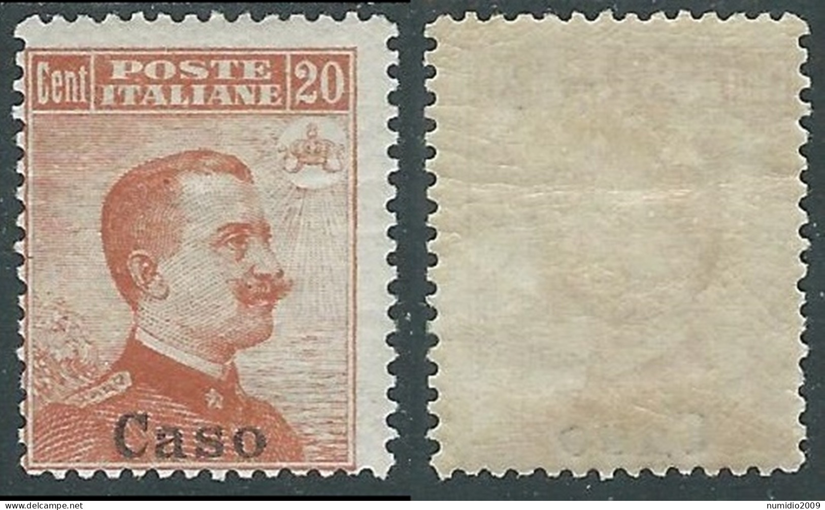 1917 EGEO CASO EFFIGIE 20 CENT MH * - I29-9 - Aegean (Caso)