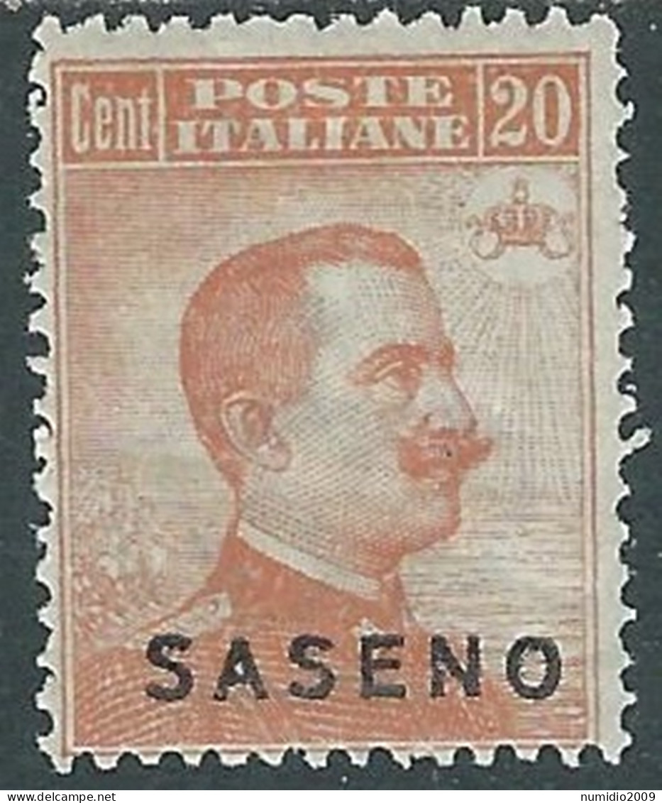 1923 SASENO EFFIGIE 20 CENT MH * - I29-9 - Saseno