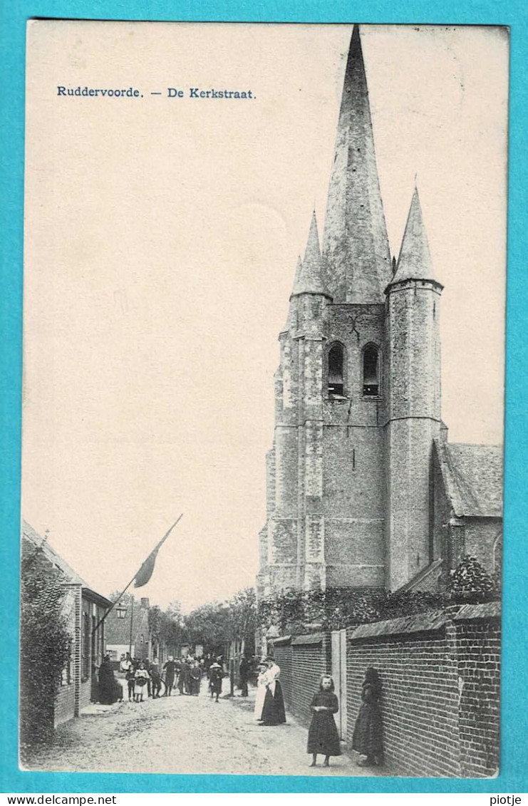 * Ruddervoorde (Oostkamp) * De Kerkstraat, Rue De L'église, Animée, Belle Animation, Old, Rare, TOP - Oostkamp