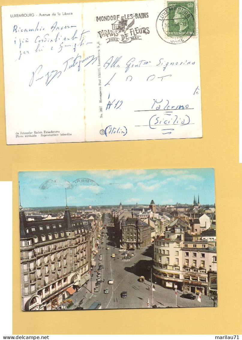 12217 Lussemburgo 1958 Stamp 80c Isolato Card ANNULLO MONDORF FLEURS - Brieven En Documenten