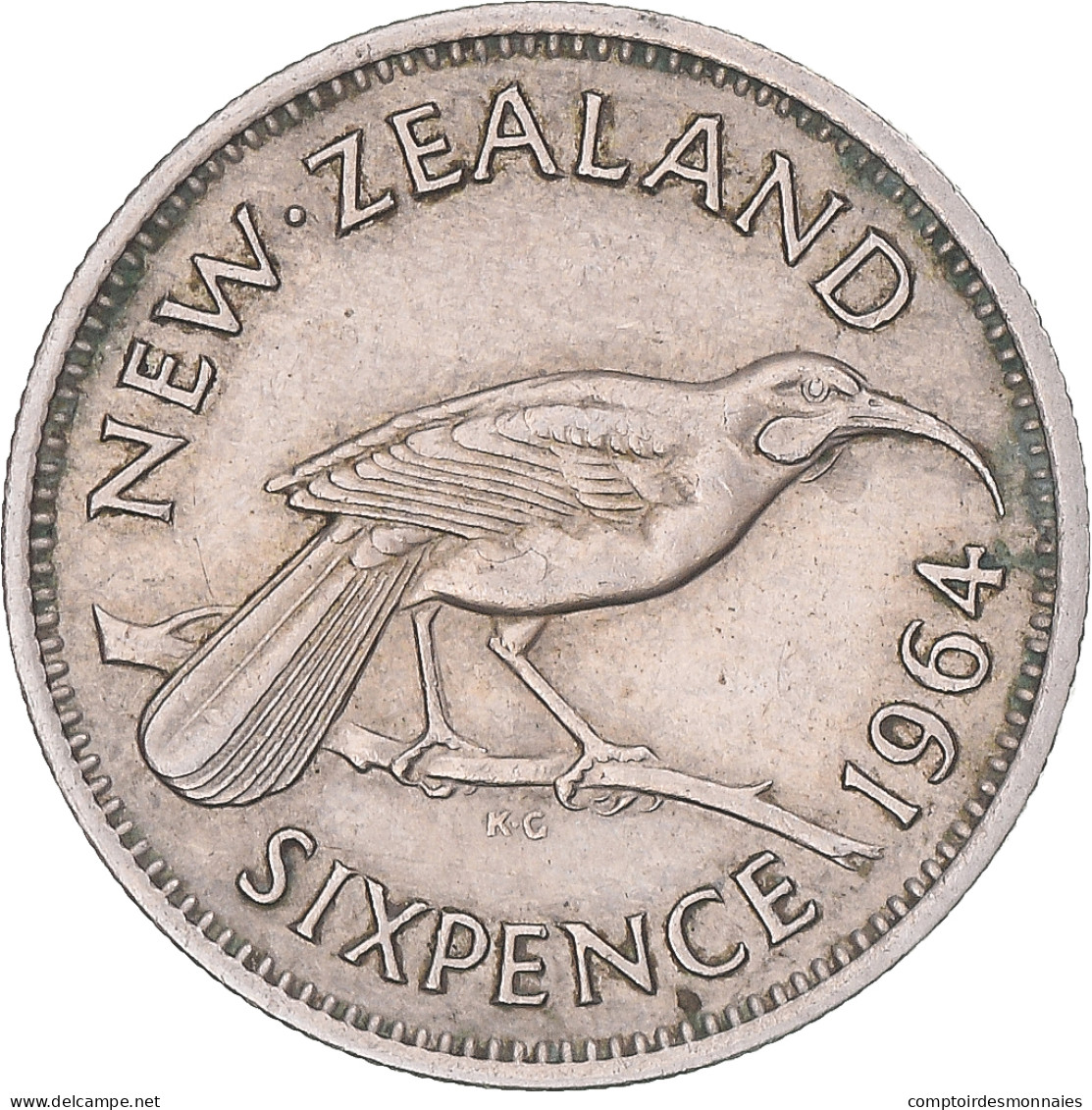 Monnaie, Nouvelle-Zélande, Elizabeth II, 6 Pence, 1964, TTB, Cupro-nickel - Nouvelle-Zélande