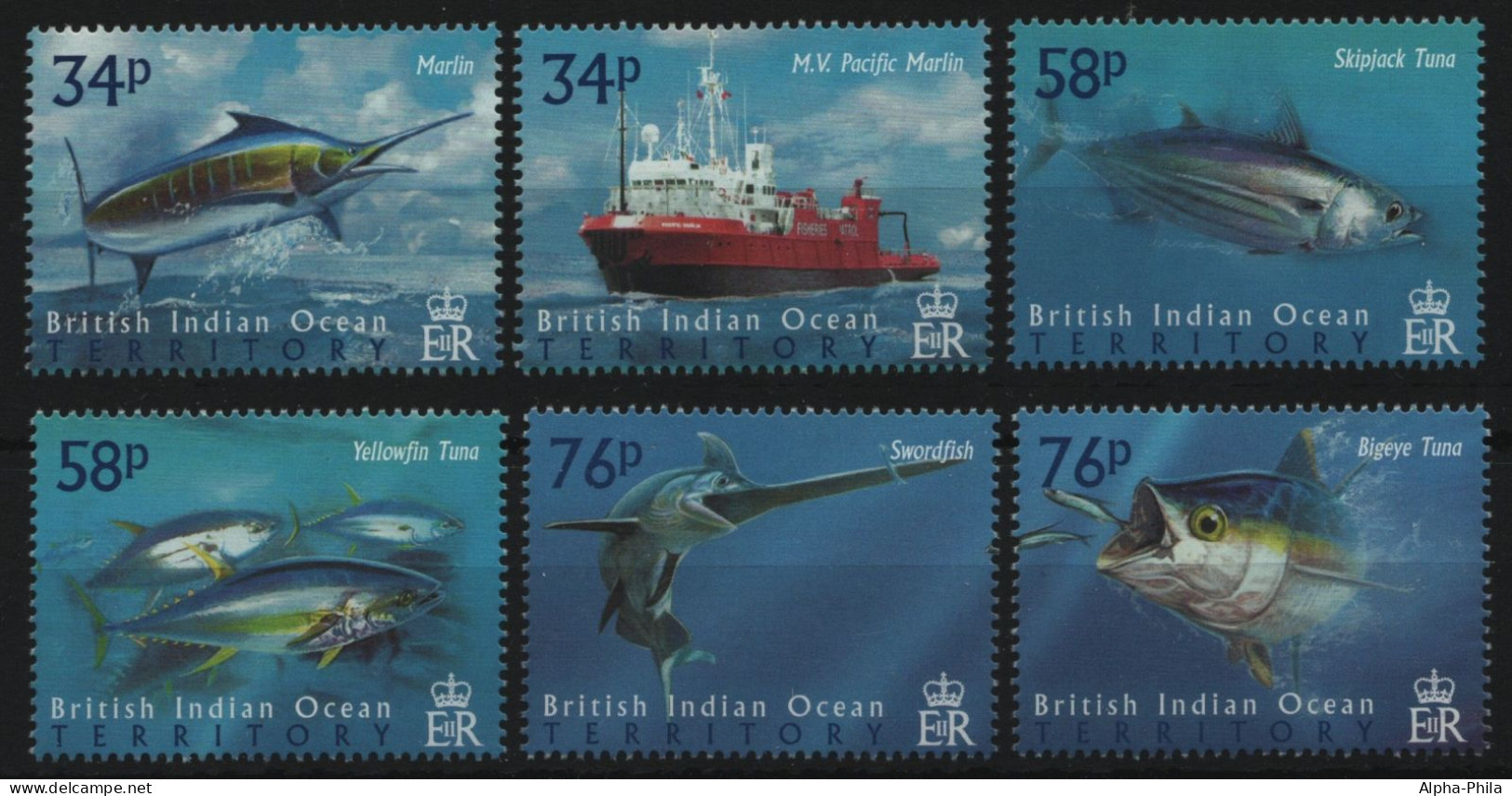 BIOT 2004 - Mi-Nr. 334-339 ** - MNH - Aus KLB - Fische / Fish - Territoire Britannique De L'Océan Indien