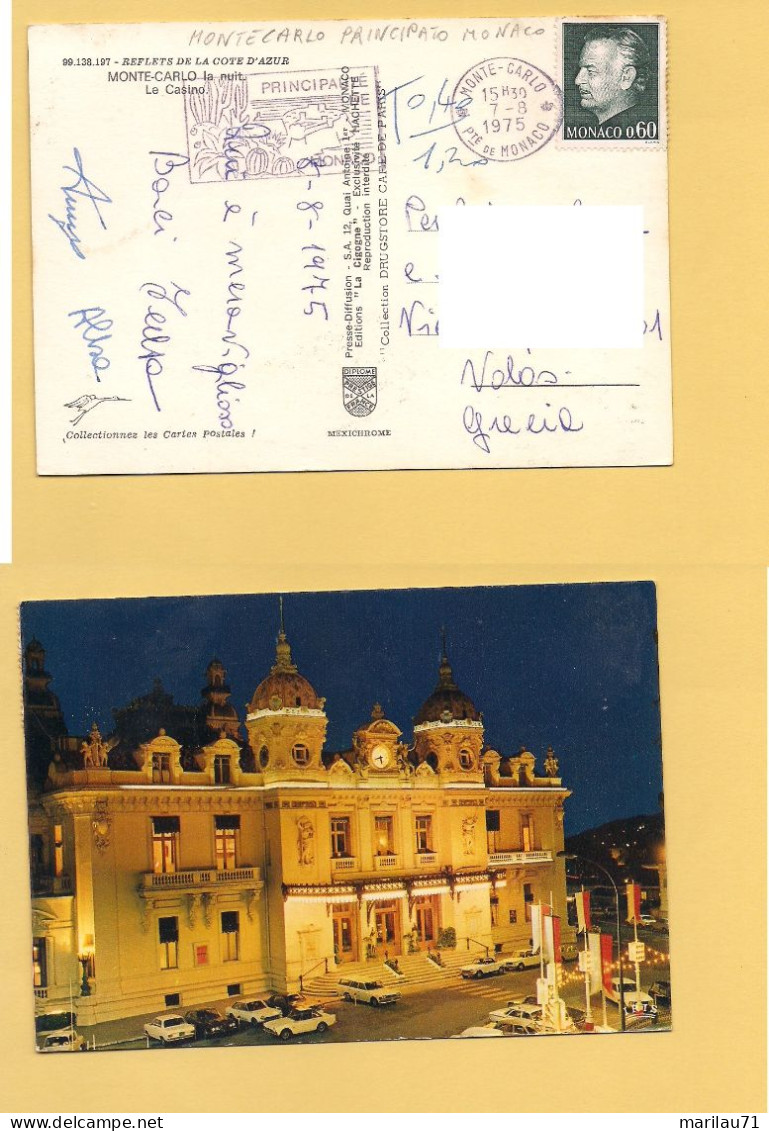 12223 PRINCIPATO DI MONACO 1975 Stamp 60c Isolato Card Casinò ANNULLO - Covers & Documents