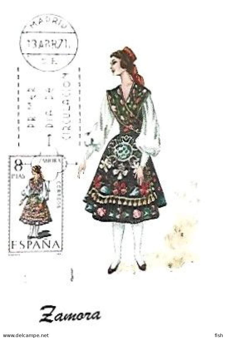 Spain & Maximum Card, Traje Regional, Zamora, Madrid 1971 (7) - Costumes