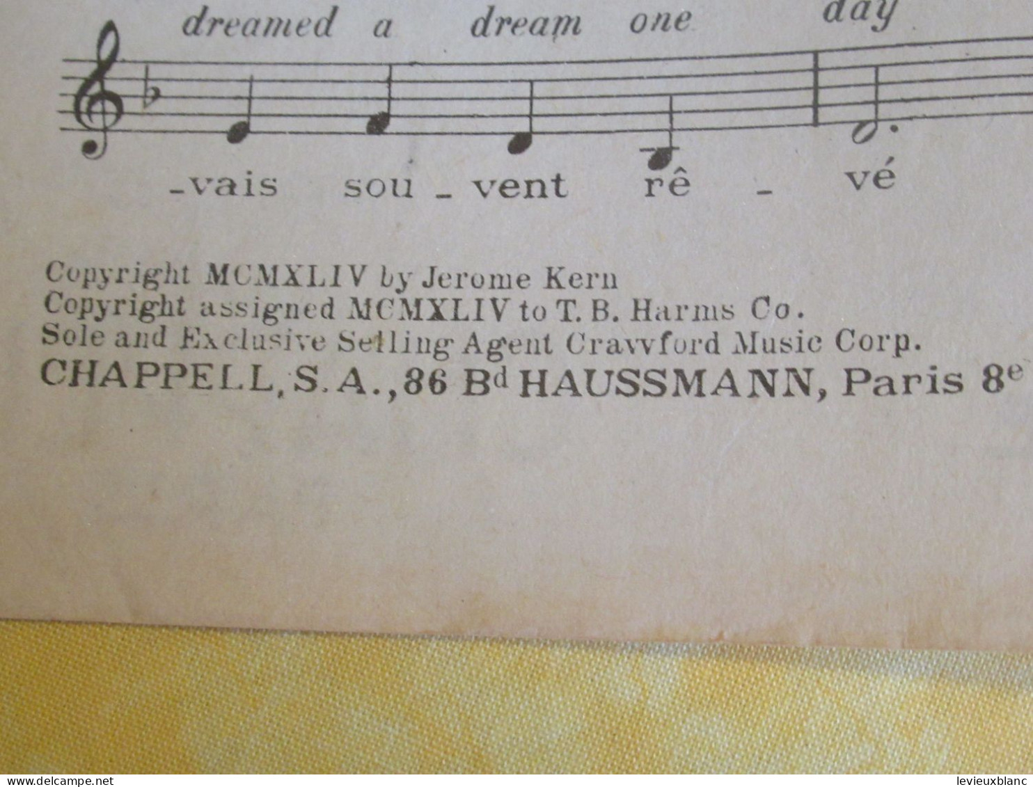 Partition Ancienne/ " LONG AGO And Far Away "/ Tino ROSSI/ Jérôme KERN / Ira GERSHWIN- Francis BLANCHE/1945    PART370 - Autres & Non Classés