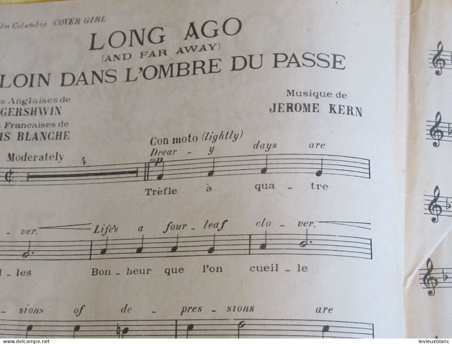 Partition Ancienne/ " LONG AGO And Far Away "/ Tino ROSSI/ Jérôme KERN / Ira GERSHWIN- Francis BLANCHE/1945    PART370 - Altri & Non Classificati