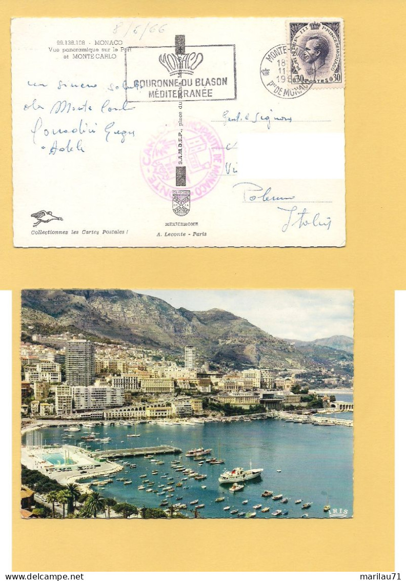 12230 PRINCIPATO DI MONACO 1966 Stamp 30c Isolato Card BLASON ANNULLO - Cartas & Documentos